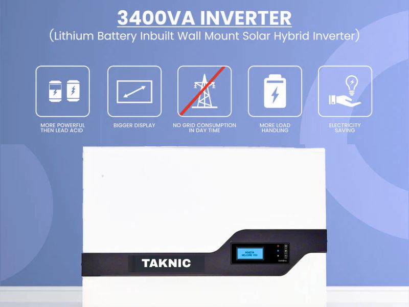 5000 VA Inverter with 450AH 5000Watt Battery Lithium Battery Inbuilt Wall Mount Solar Hybrid Inverter